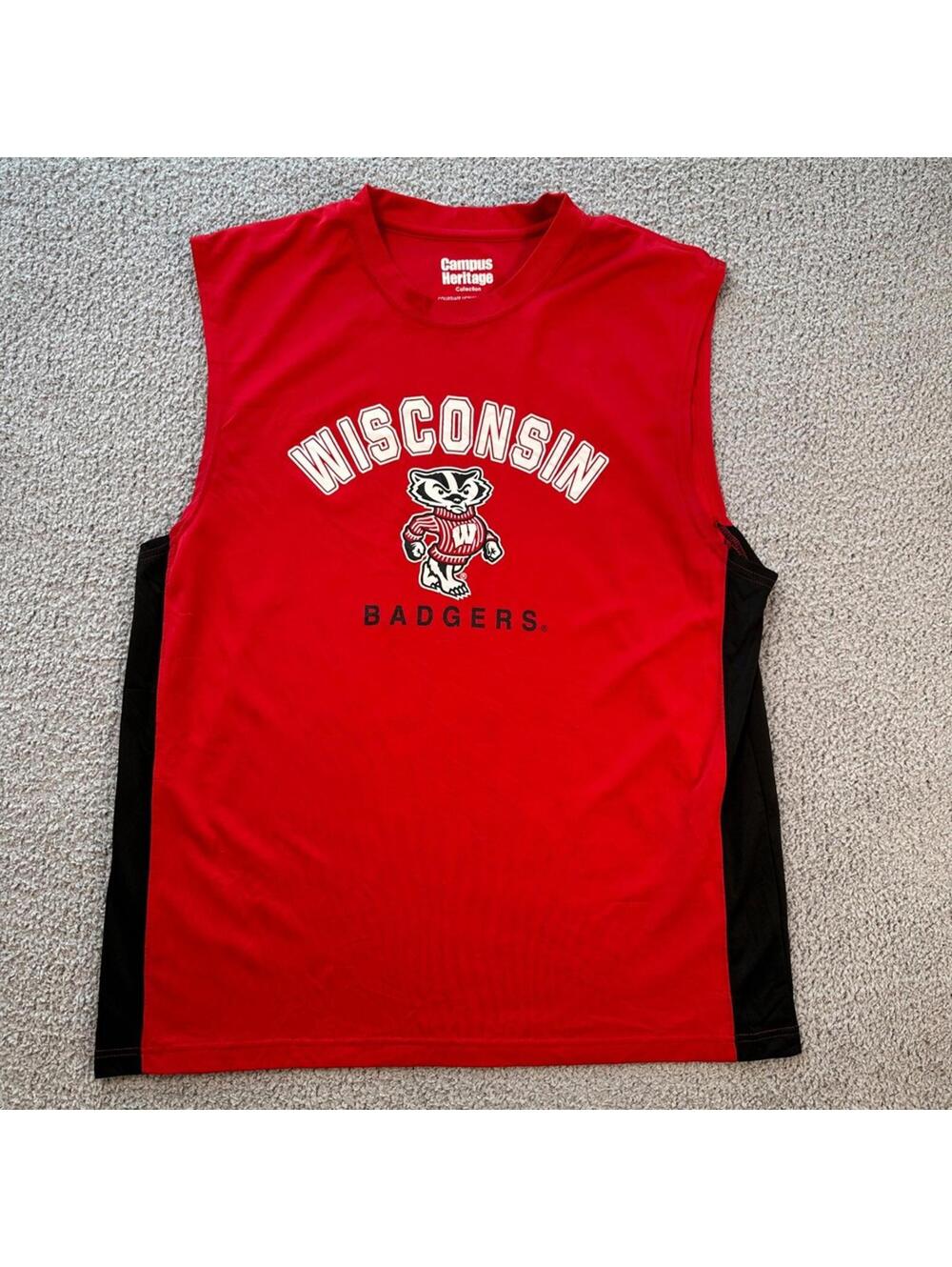 Wisconsin Badgers Bucky Mascot Sleeveless Performance Tank Top XL Red Colosseum